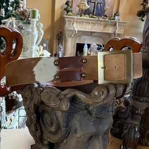 Cartellini CowPrint Studded Leather Belt.  Sz M